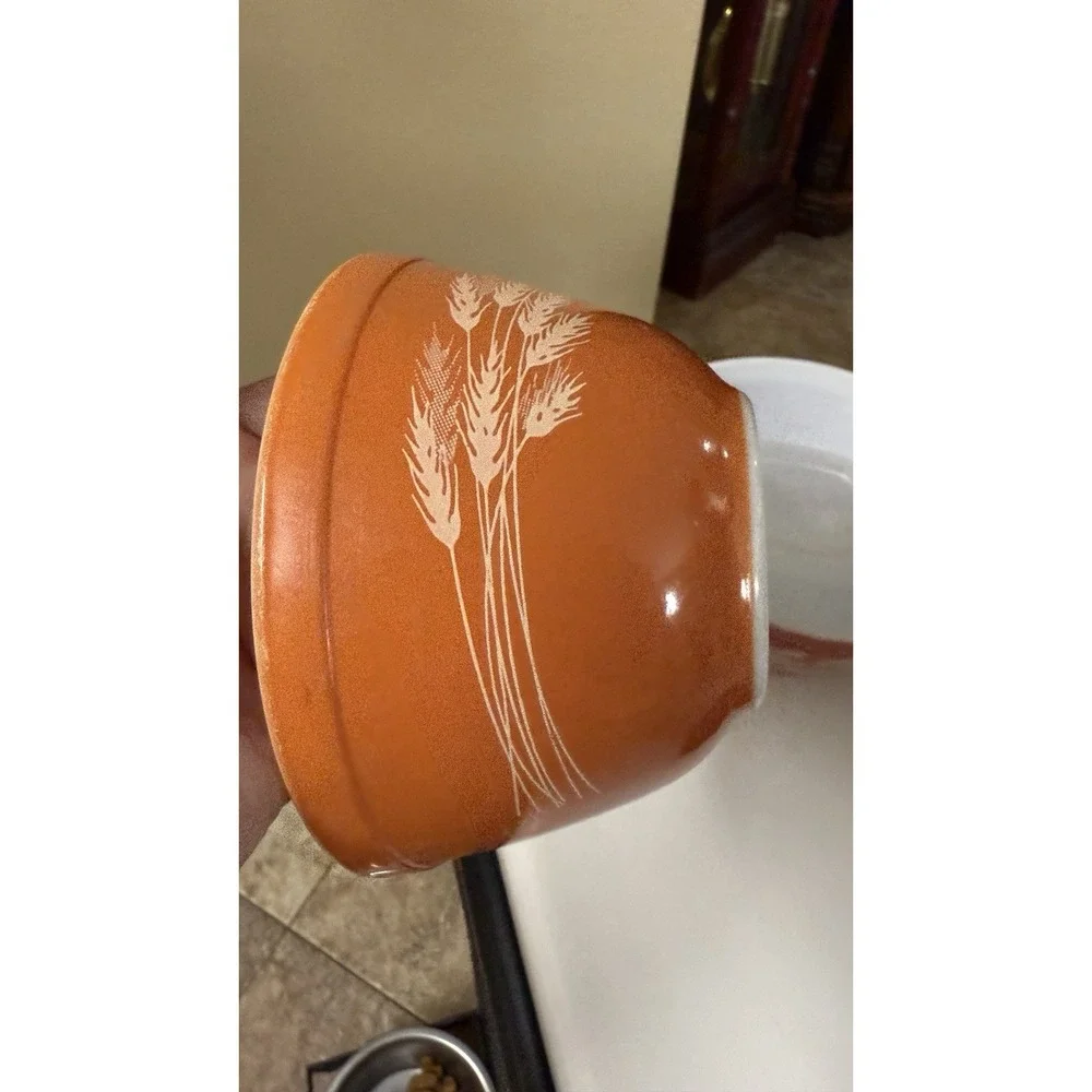 Vtg PYREX Autumn Harvest‎ Wheat Nesting Mixing Bowls Set of 2 (401 & 402) Retro